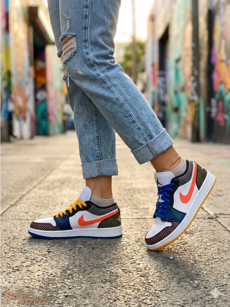 Nike Air Jordan 1 Low Mmd White Black Royal Mango Women’s 8 New Y6.5